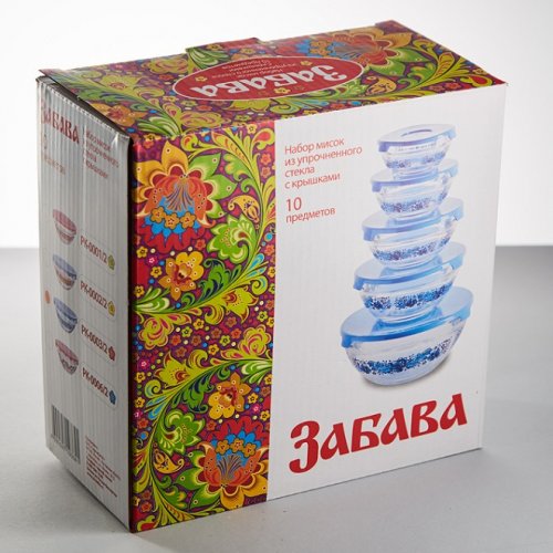 Набор салатников Забава РК-0006/2 с крышк 5пр Рябина голубая