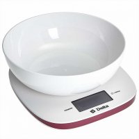 Весы кухонные Delta КСЕ-72 белый с бордовым - фото