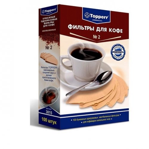 Фильтры для кофеварок капельного типа Topperr №2 3015 1x2 (упак.100шт)