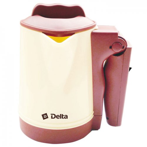 Кофеварка Delta DL-8163 турка со складной ручкой и с крышкой, бежевая с коричневым