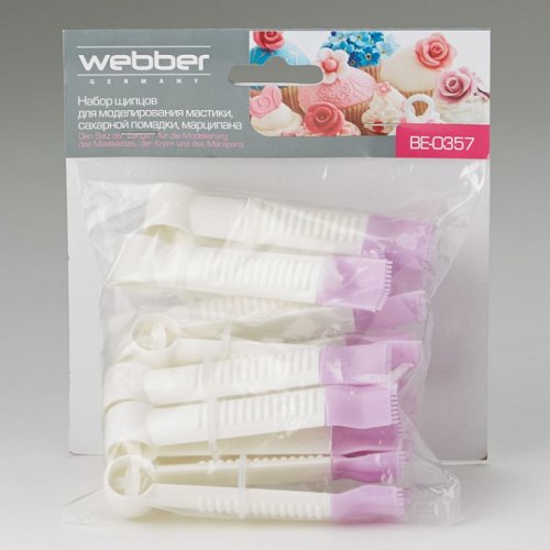 Набор щипцов для моделирования Webber BE-0357 мастики, сахарной помадки и марципана белый с лавандовым