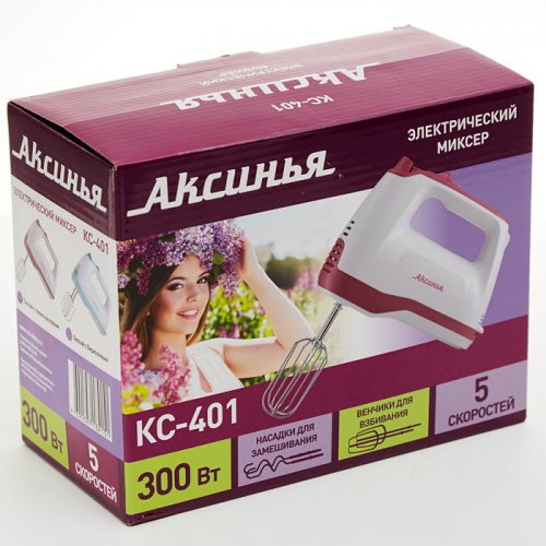 Миксер Аксинья КС-401 белый/т.розовый