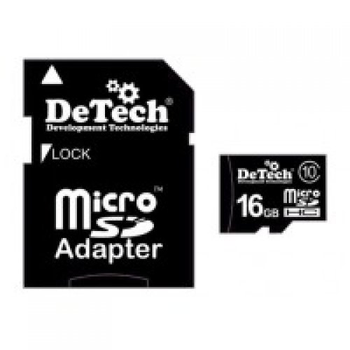 Карта памяти DeTech MC-16GB-H +adapter class10