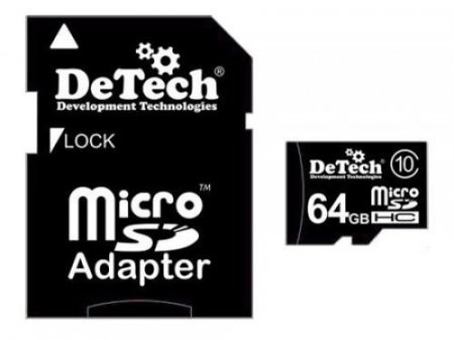 Карта памяти DeTech MC-64GB+adapter class10