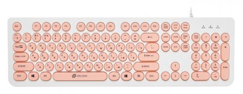 Клавиатура Oklick 400MR USB белый розовый