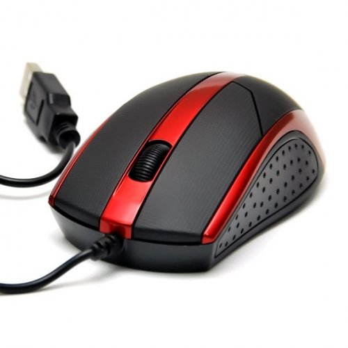 Мышь компьютерная DeTech DE-3099 Rubber Shiny Black/Red