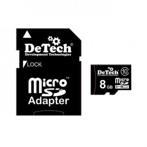 Карта памяти DeTech SD 8GB +adapter class10