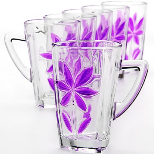 Набор стаканов Loraine 24084 24085 6пр 255мл с ручкой фиолет