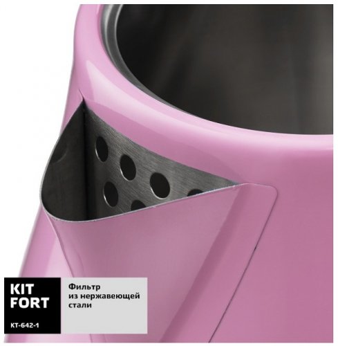 Электрочайник Kitfort КТ-642-1 розовый/черный
