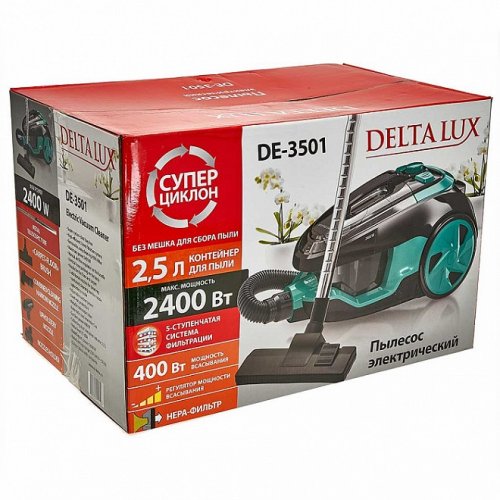 Пылесос Delta LUX DE-3501 черн/бирюз