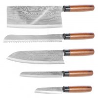 Набор ножей Lara LR05-14 5 пред, универсальный, топорик, для овощей, для хлеба, нож сантоку - фото