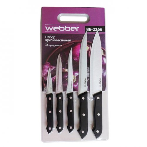 Набор ножей Webber BE-2266 5 пр. в блистере (черн.ручка)