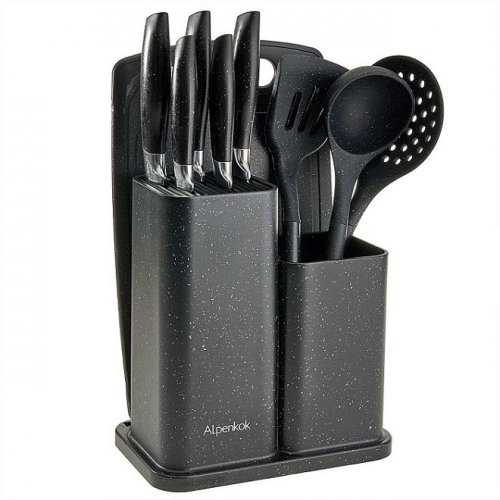 Набор ножей и кухонных аксессуаров Alpenkok АК-5291 черный гранит