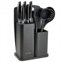 Набор ножей и кухонных аксессуаров Alpenkok АК-5291 черный гранит - фото